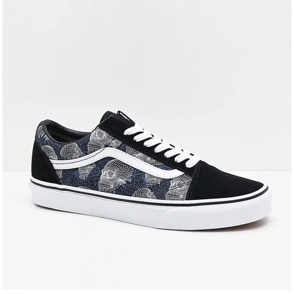 Vans Old Skool Unisex Suede Canvas Wireframe Black Sneakers Sz W 6.5 M 5 NEW